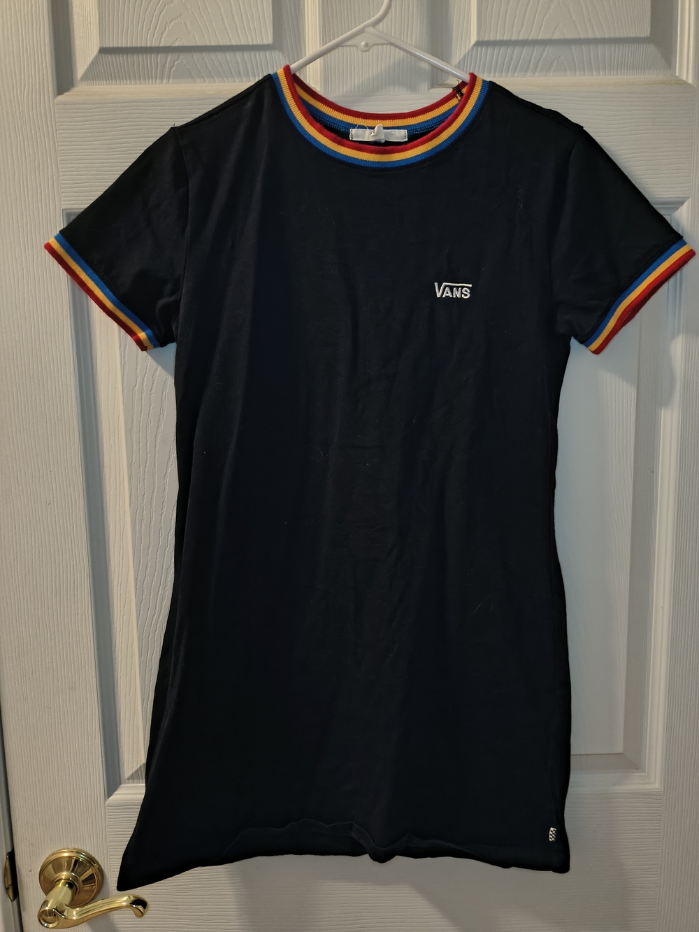Vans Black XS T-Shirt Dress with Rainbow Trim